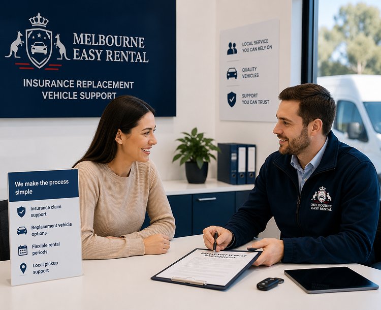 Customer receiving insurance replacement vehicle support in Melbourne