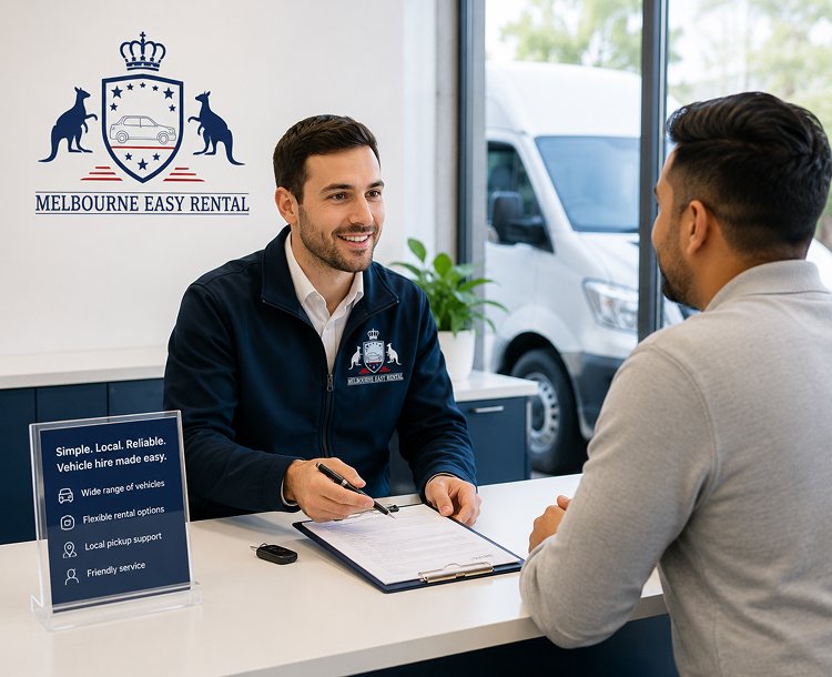 Customer collecting a rental vehicle in Melbourne